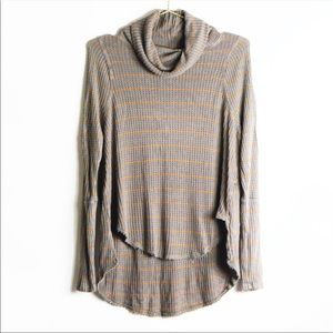 Free People Striped Turtleneck Thermal Top S